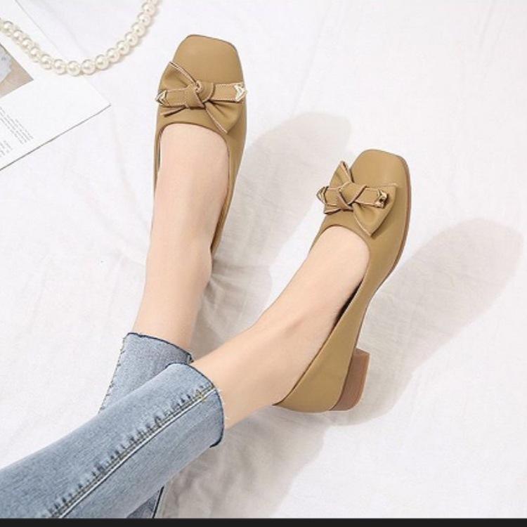 Retro Square Head Single Shoes, Soft-soled Doudou Shoes, Female French Temperament, Socialite, One-pedal Ladyshoes, Commuting Is Not Tired of Single