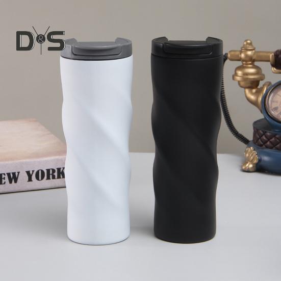 500ML Stainless Steel Thermal Cup Insulated Coffee Tumbler with Lid Spiral Design Vacuum Travel Mug for Hot Drinks Home Office Outdoor Travel