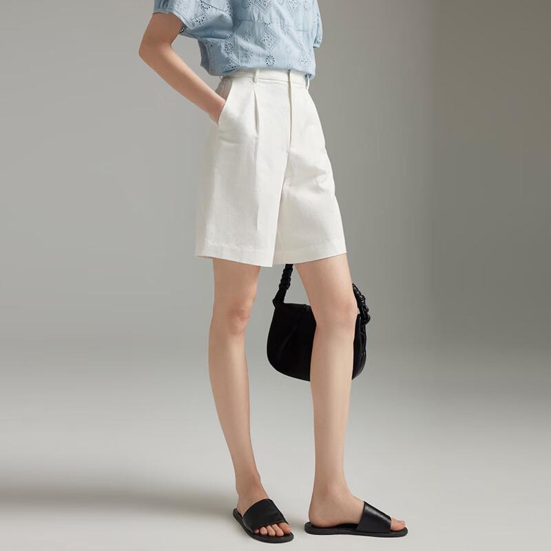 Women's Workwear High-Waist Cotton Linen Wide-Leg Shorts