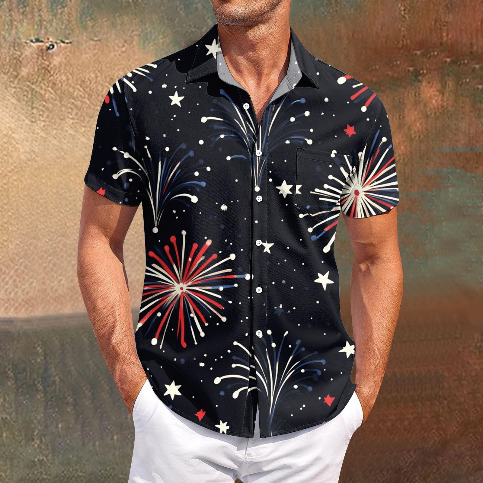 

Мужская повседневная рубашка с короткими рукавами, облегающая, стильная, с гавайским принтом XXL тёмно-синий