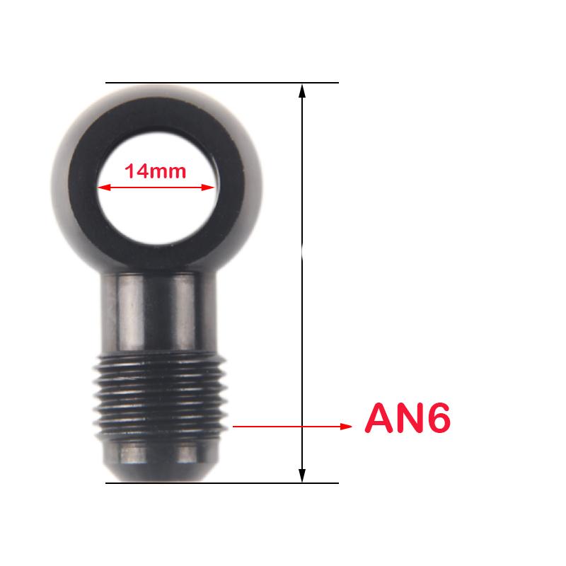 Aluminum banjo adaptor Bolt AN6 AN-6 -6 an to 12mm 14mm 16mm brake fitting Black