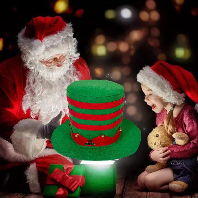 Christmas Hat Top Hat New Year Festive Green Stripes  Christmas Party