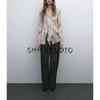 MD Spring New Women's Clothing French Style Semi See-through Light and Elegant Snake Pattern Scarf Collar Long Sleeves Shirt 5113882