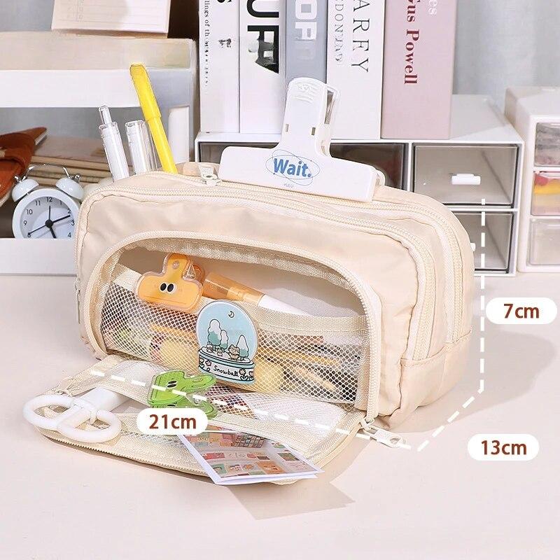 1 adet Kırtasiye Çantası Kalem Kutusu Büyük Kapasiteli Kalem Kutusu Kırtasiye Kutusu Kozmetik Çantası Taşınabilir Hediyeler