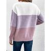 Autumn Winter Pullovers Loose Drop Shoulder Round Neck Color Matching Knitted Pullovers & Long Sleeves Ladies Sweater