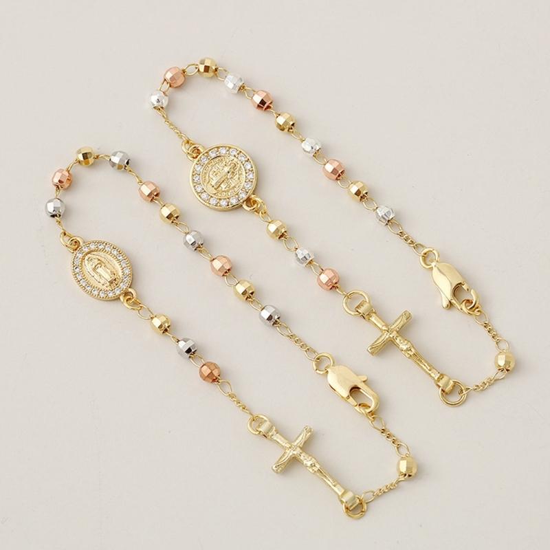 Virgin Mary Rosary Bead Bracelet for Women Style Cross Bracelet Fashion Accessories Religion Bangle Jewelry