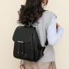 Women's Solid Color Schoolbag Large Capacity Soft Leather Backpack Female Travel Bag