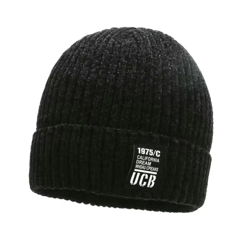 Knitted Solid Color Hat Letter Printing Beanie Caps Windproof Gifts Fashion