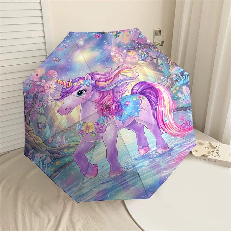 

1PC Unicorn Fantasy Umbrella-8-Rib Reinforced Portable Folding Travel Suitable for All Seasons Outdoor Daily Use-Z0499