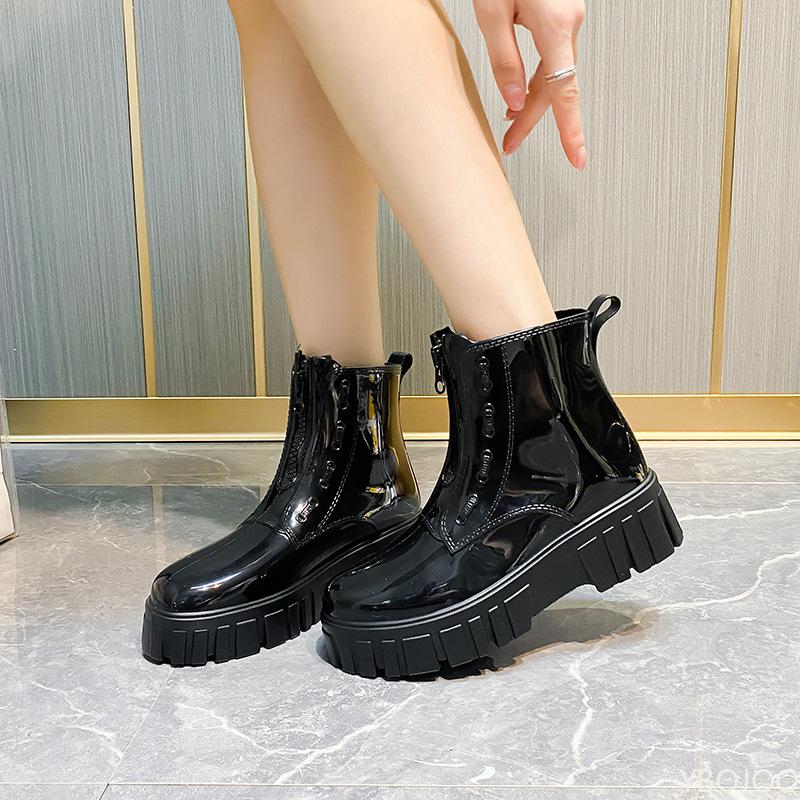Fashion Fashionable versatile new rain boots women short shoes waterproof anti slip thick sole height increasing women rain boots