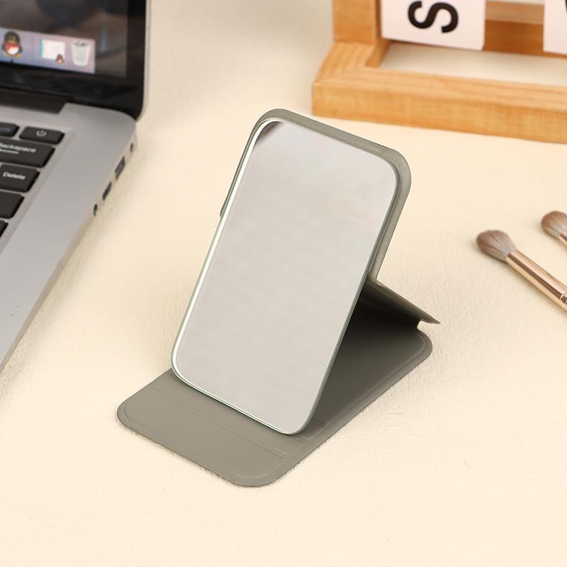 

Mini Pu Desktop Makeup Mirror Portable Beauty Adjustable Makeup Stand Mirror Foldable Pocket Compact Vanity Cosmetic Mirrors сірий колір