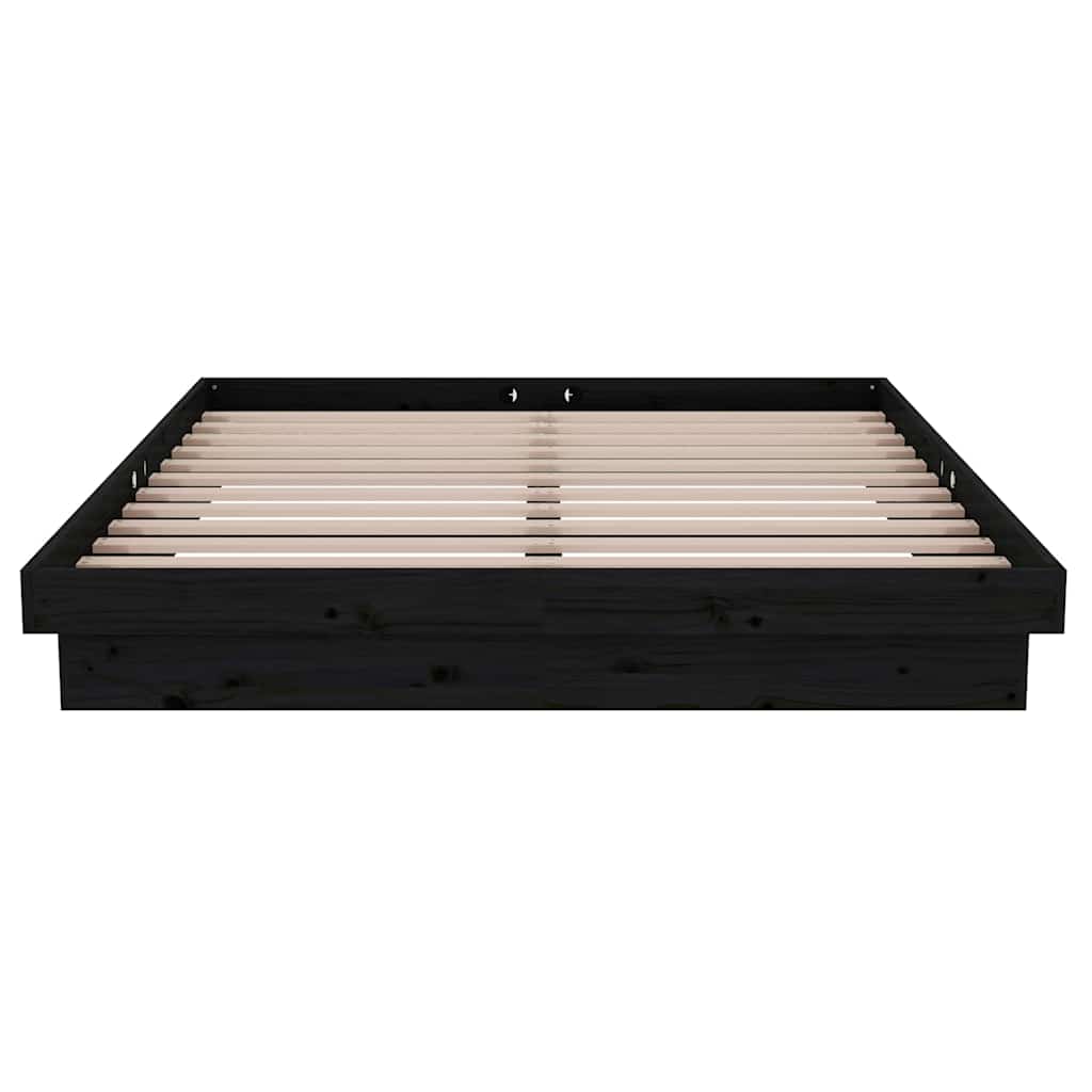 vidaXL Massivholzbett Schwarz 140x190 cm