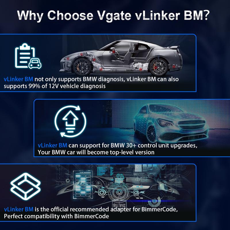 Vgate vLinker BM ELM327 V2.2 For Bimmercode Scanner OBDII Bluetooth 4.0 OBD 2 OBD2 Car Diagnostic ELM 327 V1 5 Auto Tool