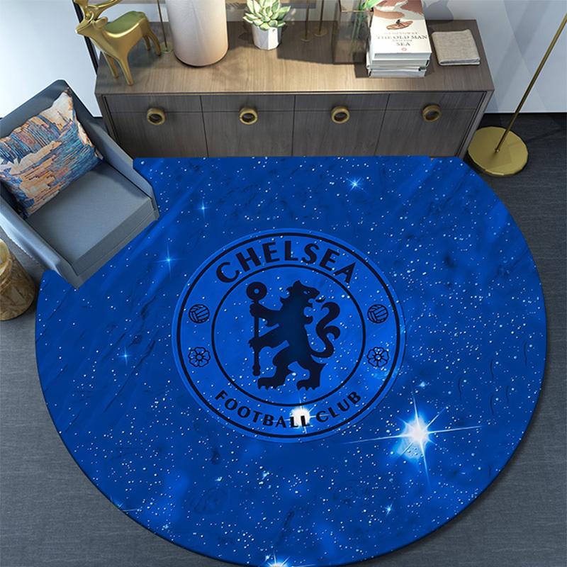 Chelsea Football Club Round Area Rug,Carpet Rug for Living Room Bedroom Sofa Playroom Decor,Non-slip Floor Mat