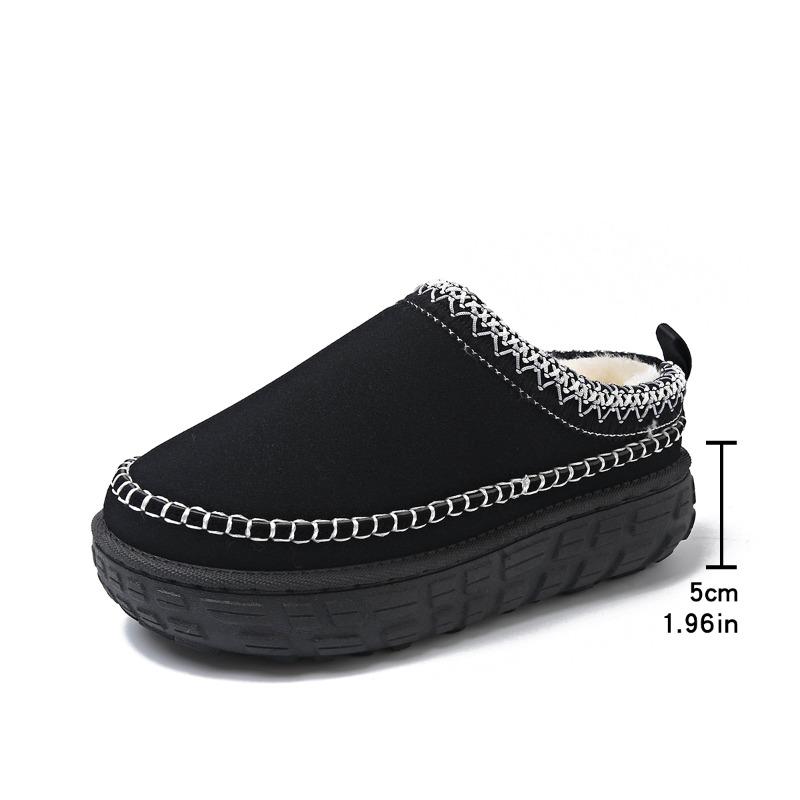 New Fashion Winter Cover Hear Cotton Half Slippers Cashmere Warm Non Slip Thick Bottom Snow Boots Women Outdoor Shoes