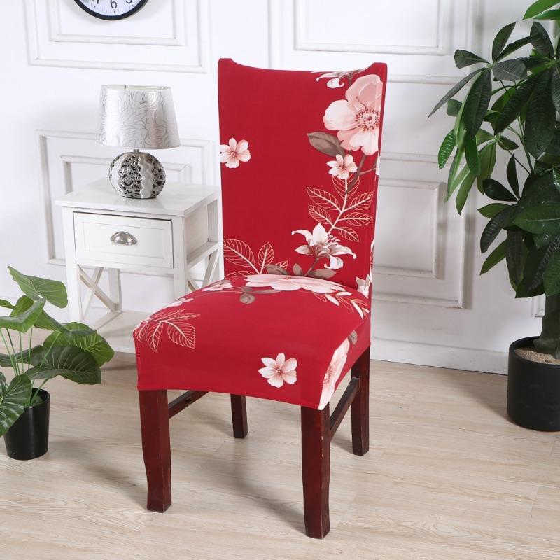 Printed Chair Cover Elastic Kitchen Seat Cover Stretch Chair Covers for Dining Room Wedding Hotel Banquet Washable