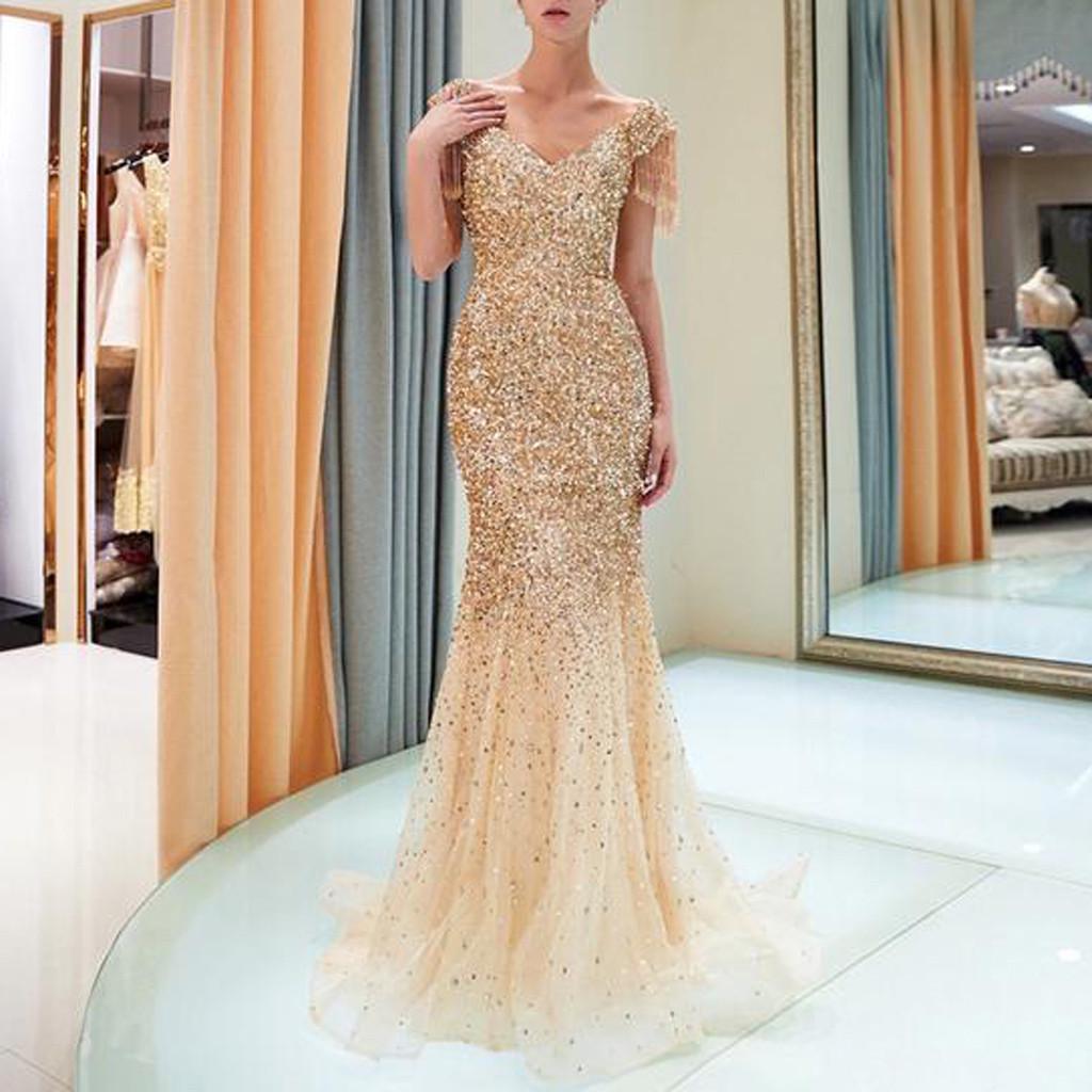 Women Sexy Showback Sexy Deep V Sleeveless Neckless Dress Long Dress
