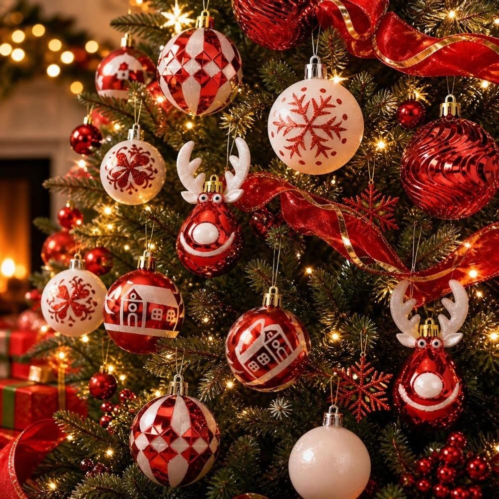 22Pcs/Set 6CM Christmas Ball Shiny Xmas Baubles Durable Christmas Pendant Decorations  Storefront