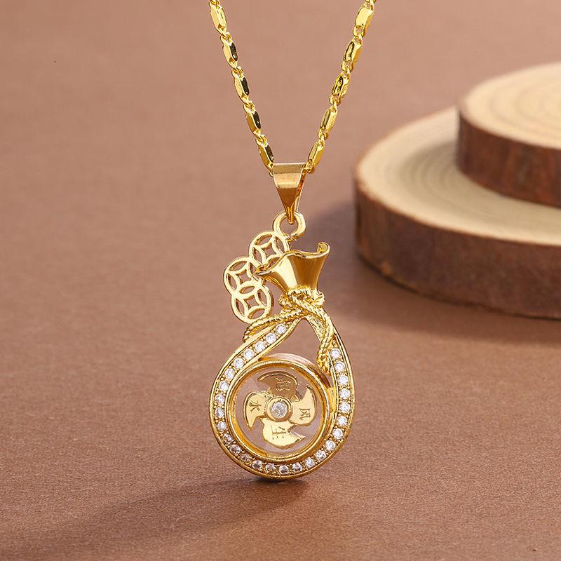 Southeast Asia Gold-Plated Copper Windmill Pendant Necklace for Women