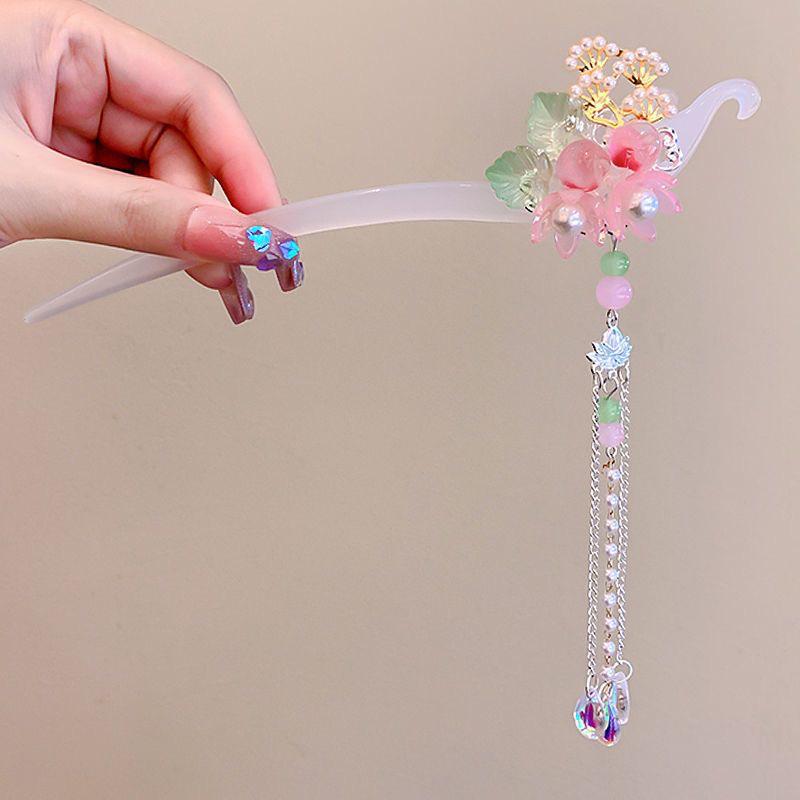 Elegant Chinese Metal Hairpin with Tassels - High-End Ancient Style Hanfu Accessory