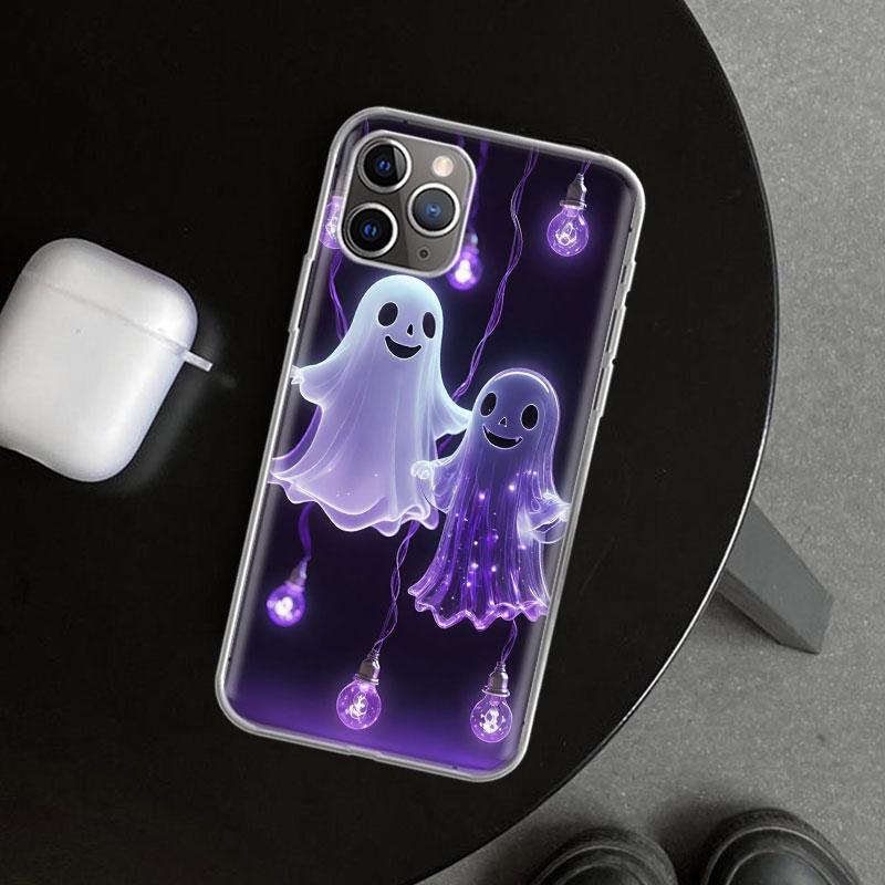 Cute Halloween Ghost Phone Case Cover for iPhone 11 12 13 Mini 14 15 Plus 16 Pro Max 17 Air 7 8 + SE Art Customized Fundas 11 12