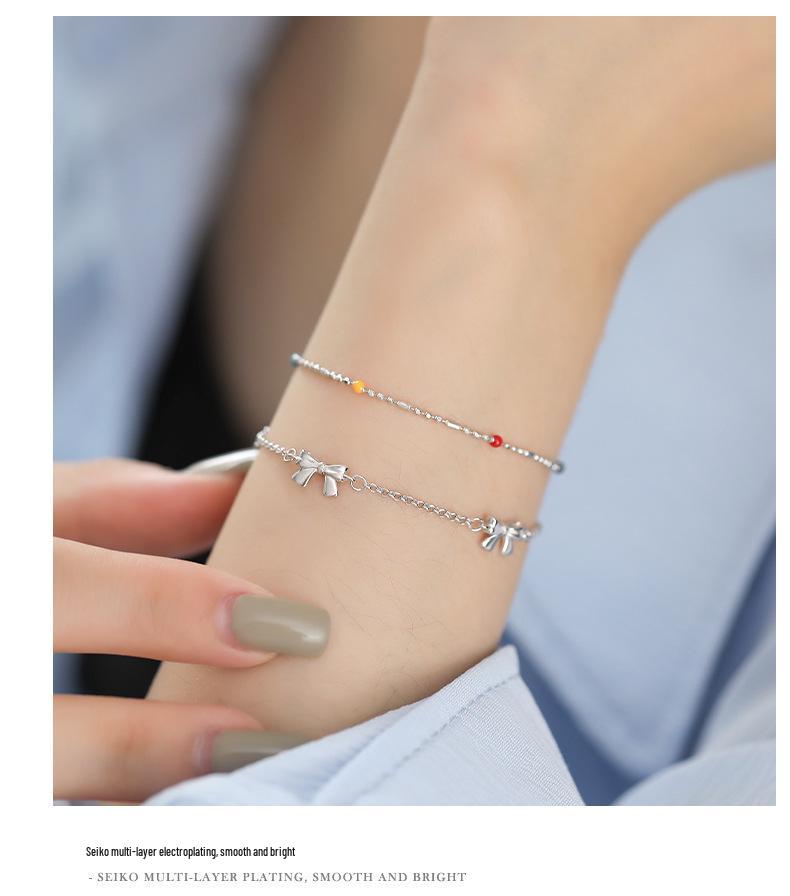 Korean Style S925 Sterling Silver Dopamine Color Minimalist Bracelet
