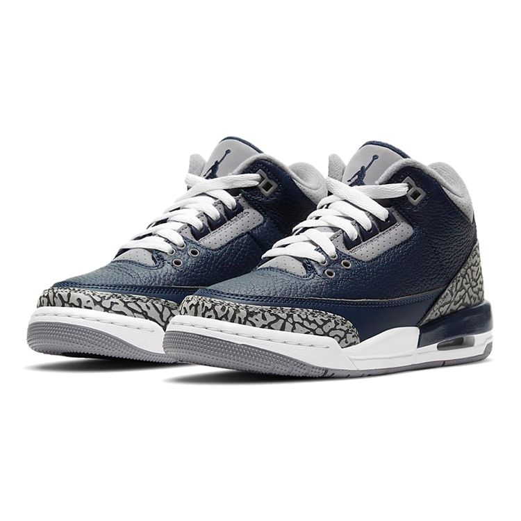 Air Jordan 3 Retro GS Georgetown Kids Sneakers Blue Midnight-Navy Cement-Grey 398614-401