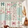 Vikama Floral & Bow Collage Shower Curtain, Pastoral Girly Print, Waterproof & Mildew-Proof Cozy Bathroom Partition Curtain