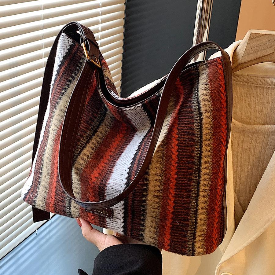 Fashion Casual Contrasting Tote Bag New Casual Versatile Large-capacity Shoulder Bag