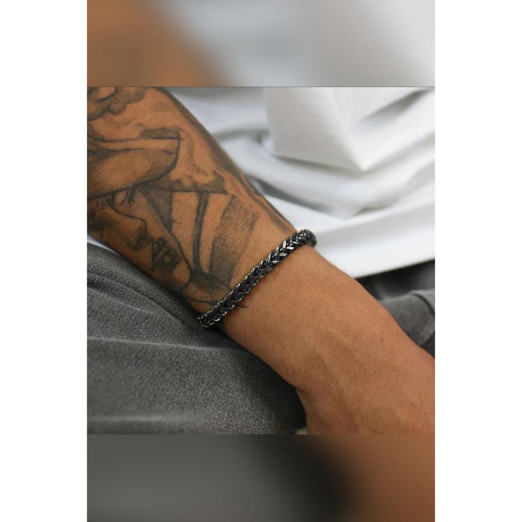 Unisex náramek z nerezové oceli stříbrné barvy odolný proti korozi s liščím ocasem