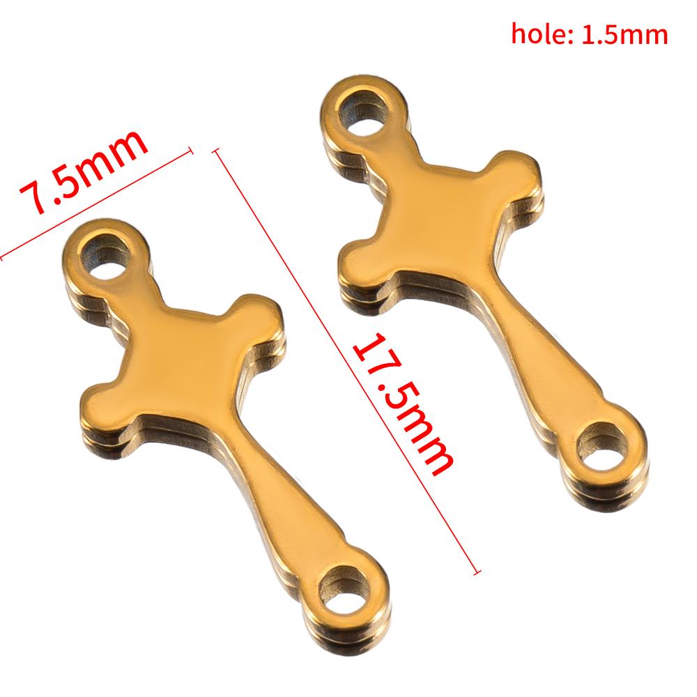 20pcs Stainless Steel Mini Hollow Cross Pendant with Double Hole Bracelet Connector Earring Necklace Charm DIY Jewelry Making