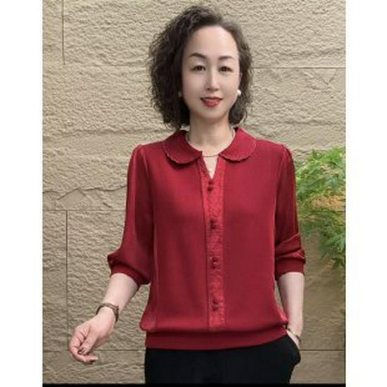 

2026 Spring & Autumn Long-Sleeve Stylish T-shirt for Middle-aged Women XL