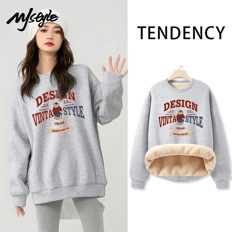 MJ STYLE Women's Heavyweight Fleece Pullover Crewneck Sweatshirt