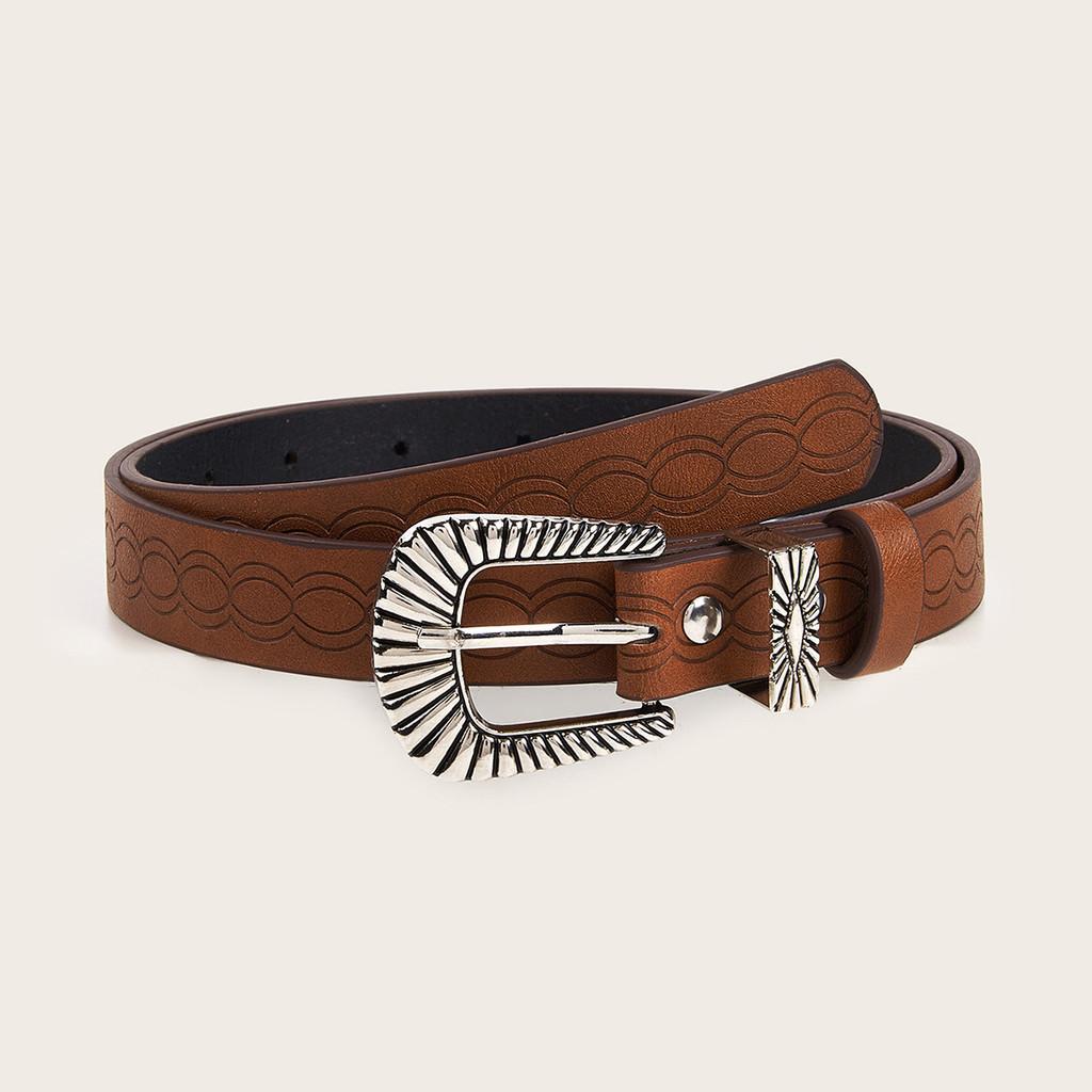 

Stylish Faux Leather Waist Belt With Alloy Pin Buckle In Brown Texture And Special Printed Pattern Unisex