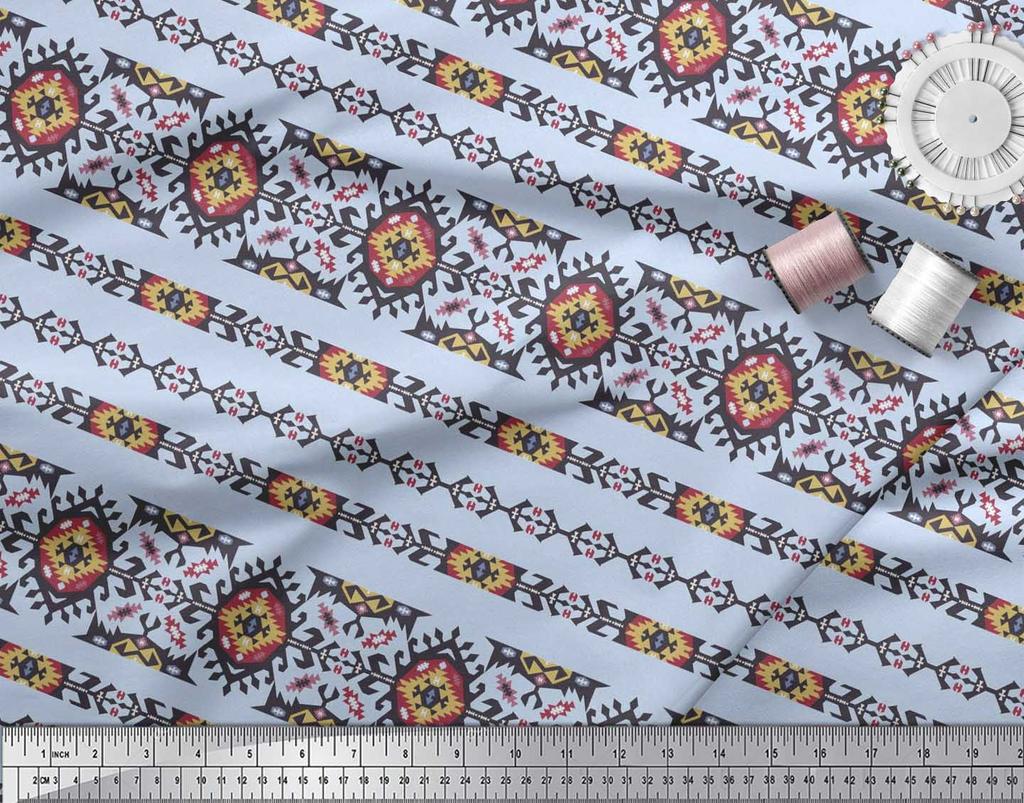 Soimoi Țesătură Satin Crep Japonez Aztec Sud-Vest Imprimată 1 metru 42 Inch