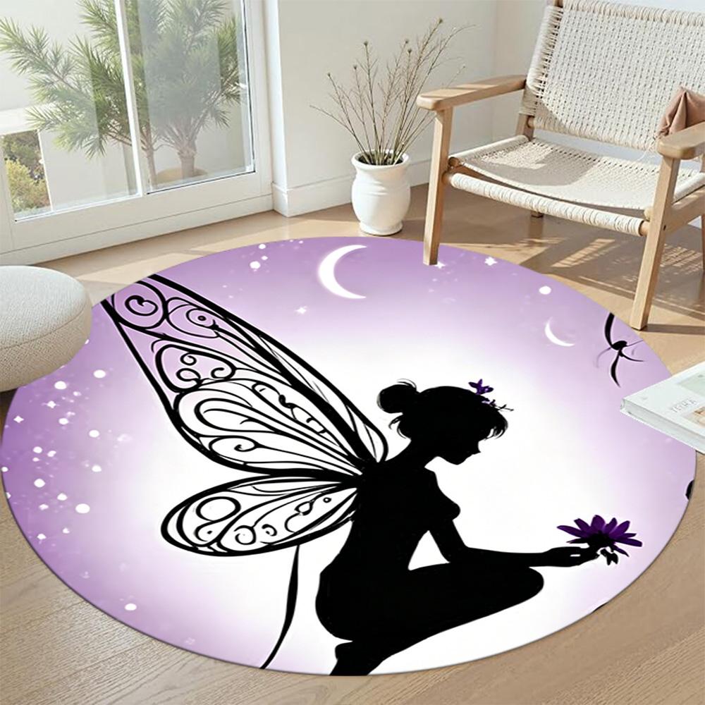 Girl Round Area Rug Suitable for Study Room Playrooms Bedrooms Foyer Antislip Round Carpet Decorate Offices Gift for Festivals