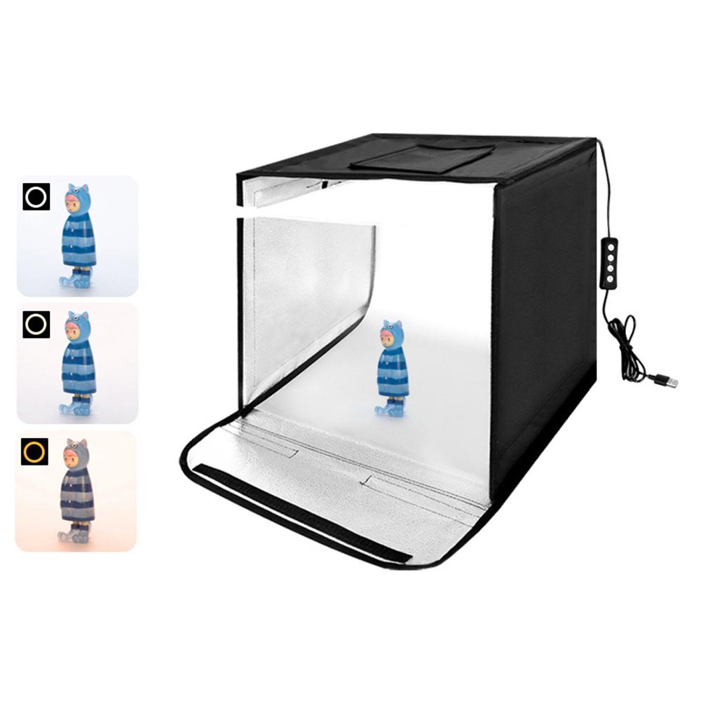 25cm Portable Photo Studio Light Box LED Photography Tent with 3 Color Ring Light A