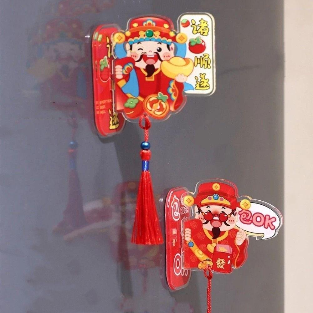 Horse Year Fridge Magnet Pendants Cartoon God of Wealth Sticker  Spring Festival