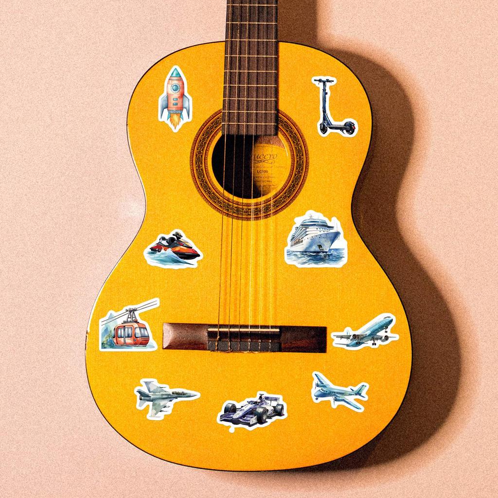 50pcs Waterproof Transportation Vehicle Stickers for Phone, Water Bottle, DIY Journal