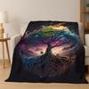 Tree of Life Nordic Mythology Yggdrasil Nature Cartoon Flannel Blanket Soft Throw Blanket for Bedroom Living Room Bed Travel Kid