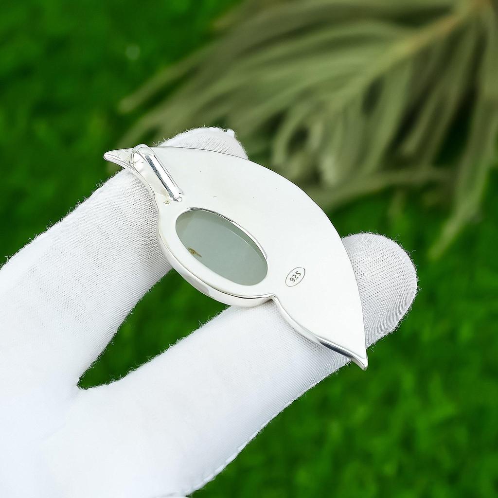 Daughters Day Sale 925 Silver March Oval Aquamarine Stone Wife Pendant Jewelry