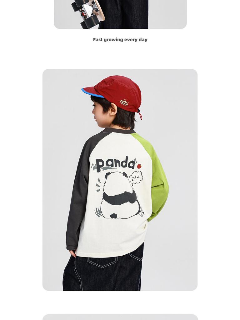 Pojkars höst 2025 T-shirt med rund hals och raglanärm för barn