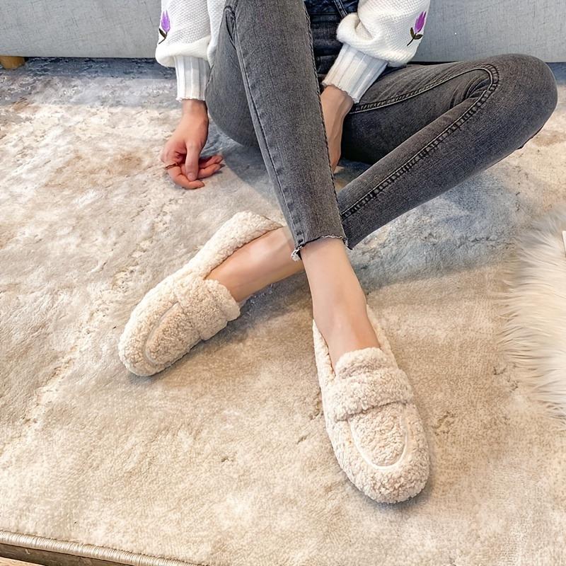 Fur Shoes Female Fall and Winter Outside 2025 Lamb's Wool Soybean Shoes Female Padded Flat Bottom Cotton Shoes Big Size