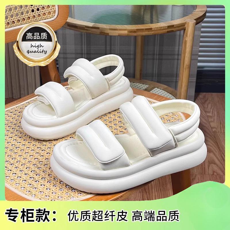 Stepping on shit sandals women's summer wear 2025 new Velcro Roman shoes thick sole heightening outer wear beach sandals