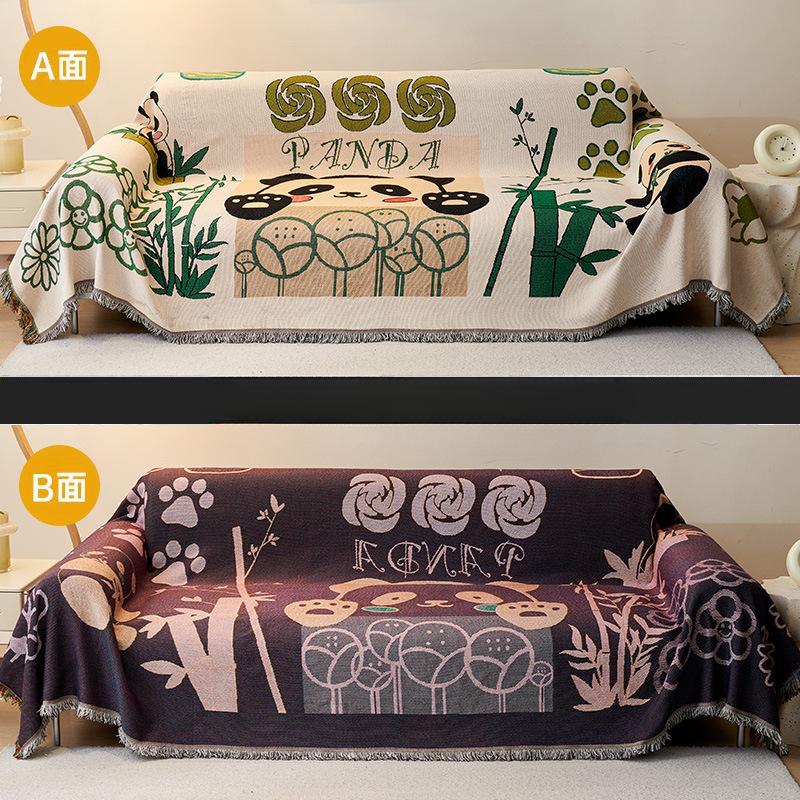 

Bohemian Style Full Cover Sofa Cover for Four Seasons Sofa Cushion Wave Pattern Fabric Double-sided Availability 90x150cm