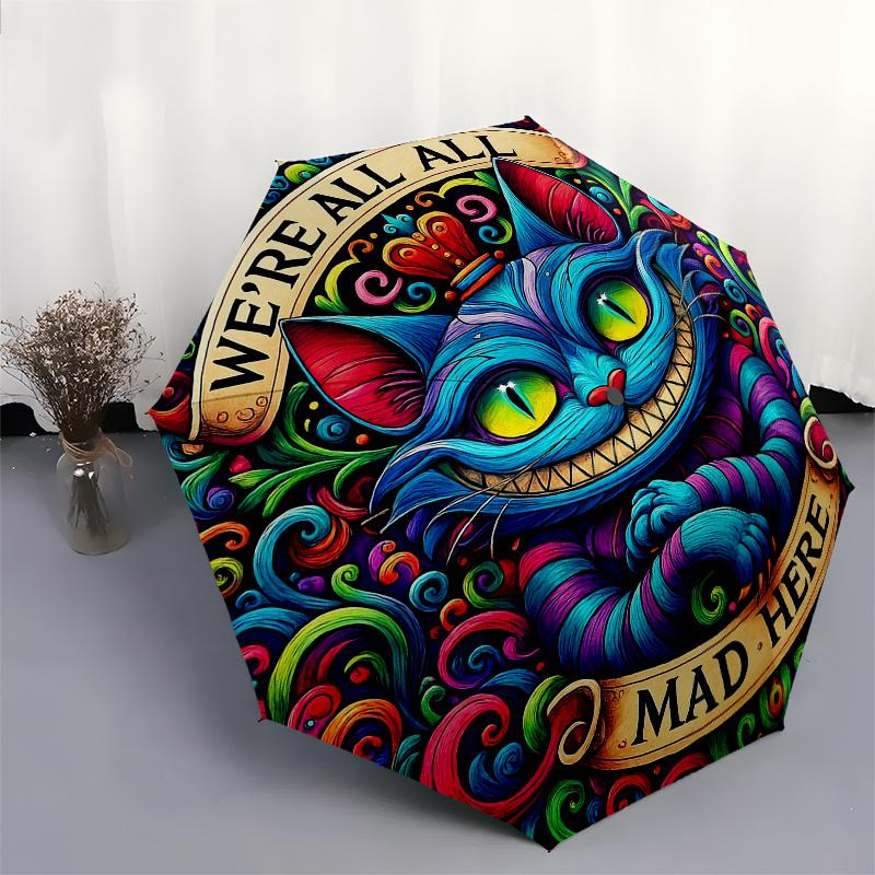 We're AllWe're All Mad HereVibrant Design for Laptop, Phone, or Bumper DecorationUmbrella, Portable 3-Fold Compact Umbrella for Men & Women Gift