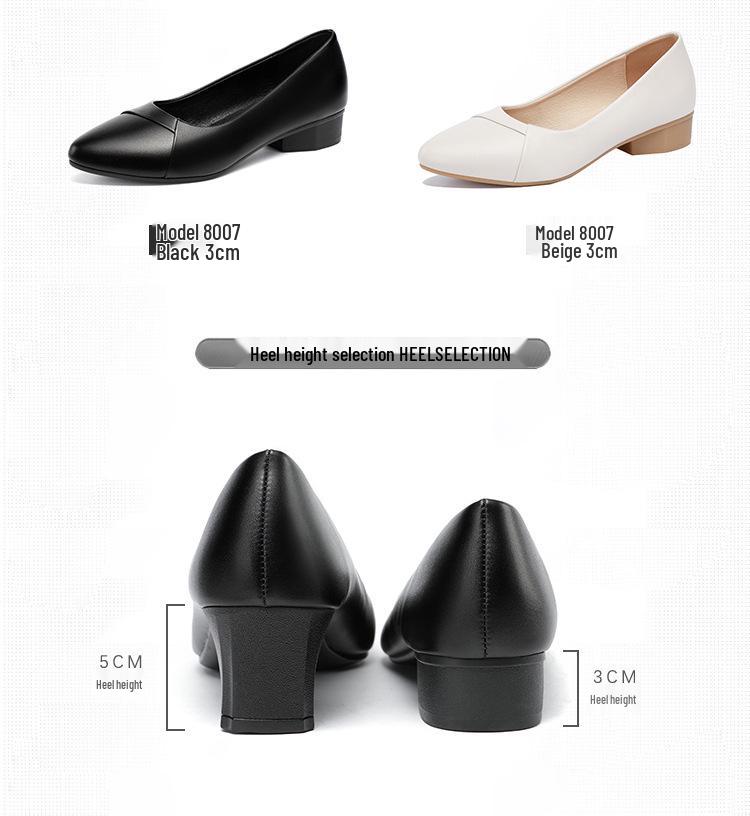 Spring & Autumn 2022 Chunky Heel Soft Leather Mom Shoes - Comfortable Low-Cut for Middle-Aged & Elderly Women
