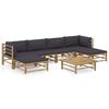 VidaXL Garden Lounge Set 7 Pcs with Dark Grey Cushions, Bamboo