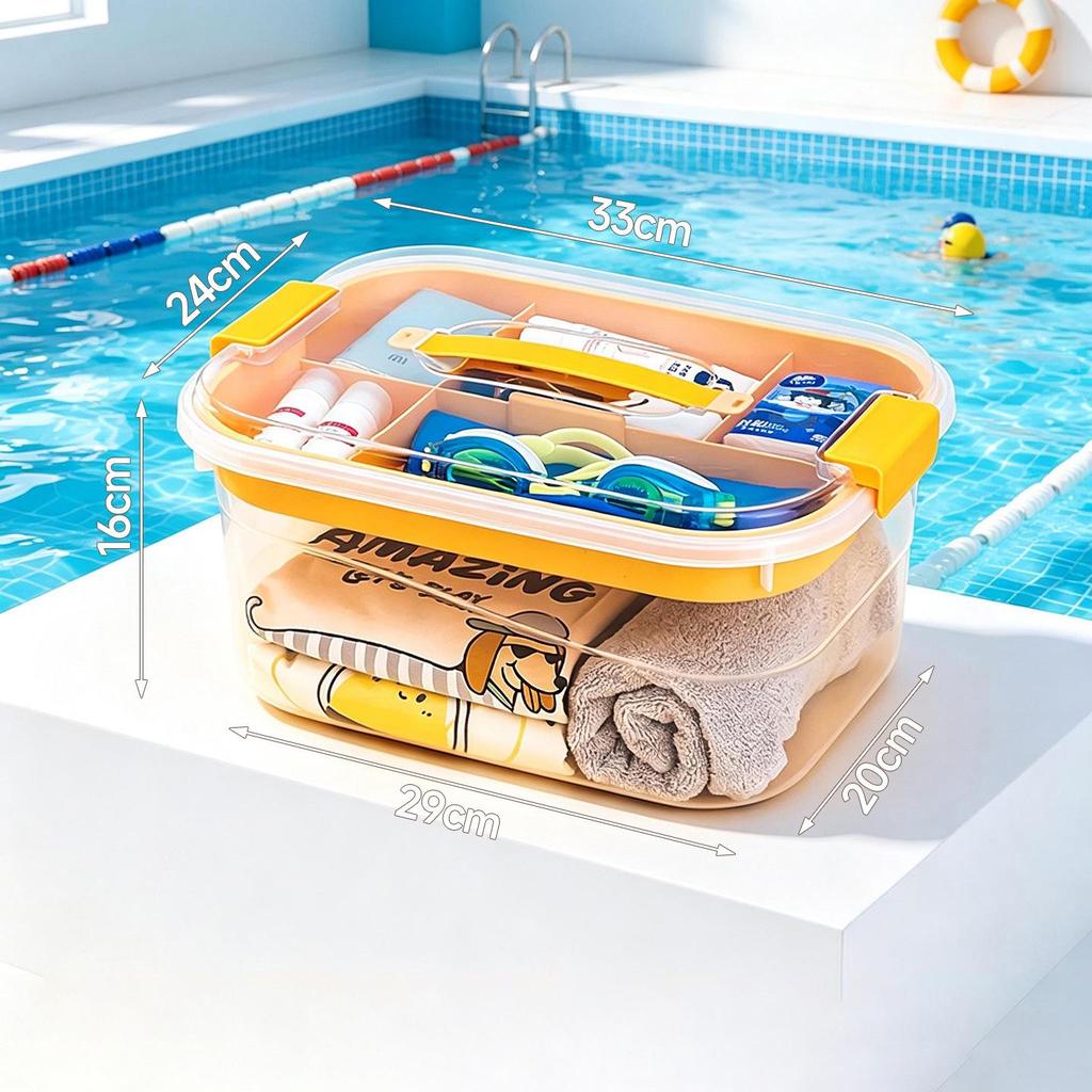BNBS Portable Waterproof Beach Storage Box: Clear, Handheld Organizer for Outdoor Swimming Supplies