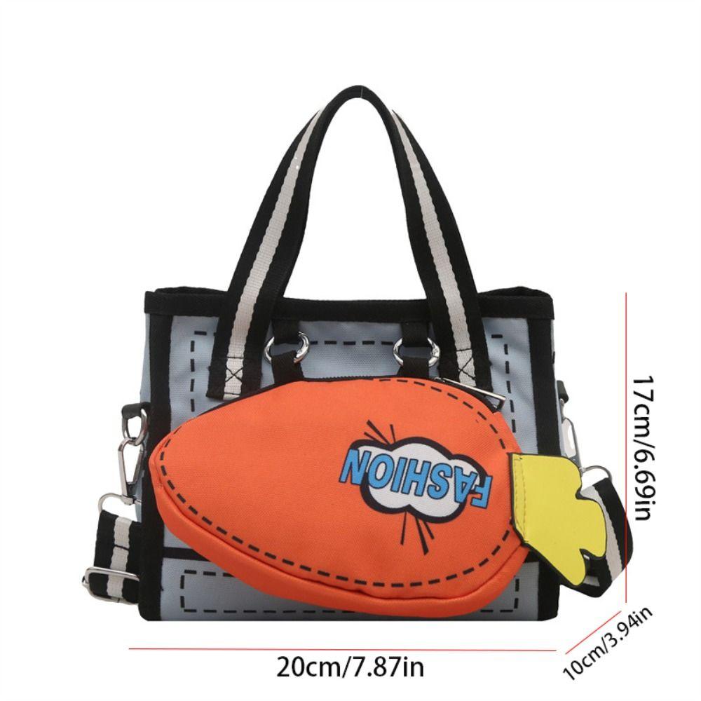 Detachable 2D Anime Tote Bag Canvas Cartoon Crossbody Bag Cute Comic Shoulder Bag  School